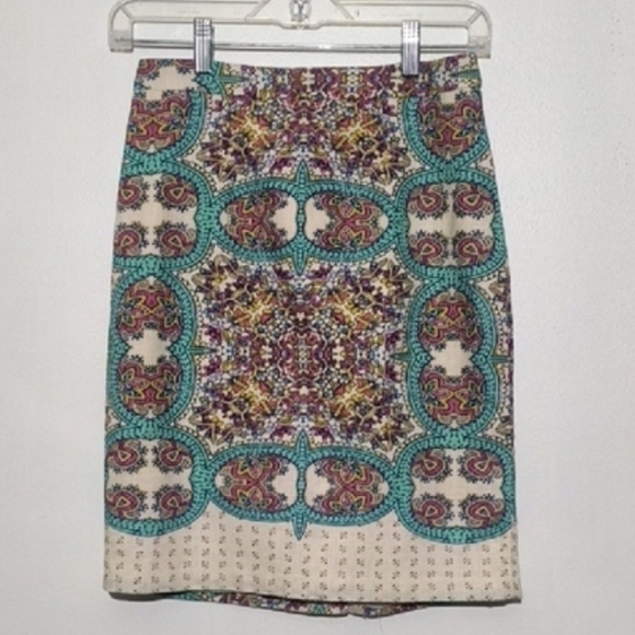 Maeve Dresses & Skirts - 🔥Maeve Anthro. Manolya Multicolor Pattern Linen Blend Women's Pencil Skirt Sz-0